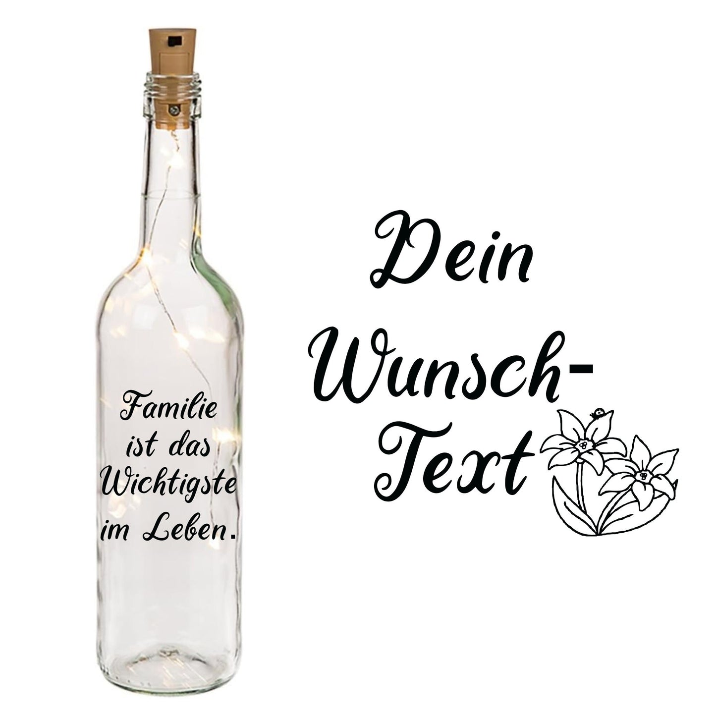 Leuchtflaschen mit Wunschtext