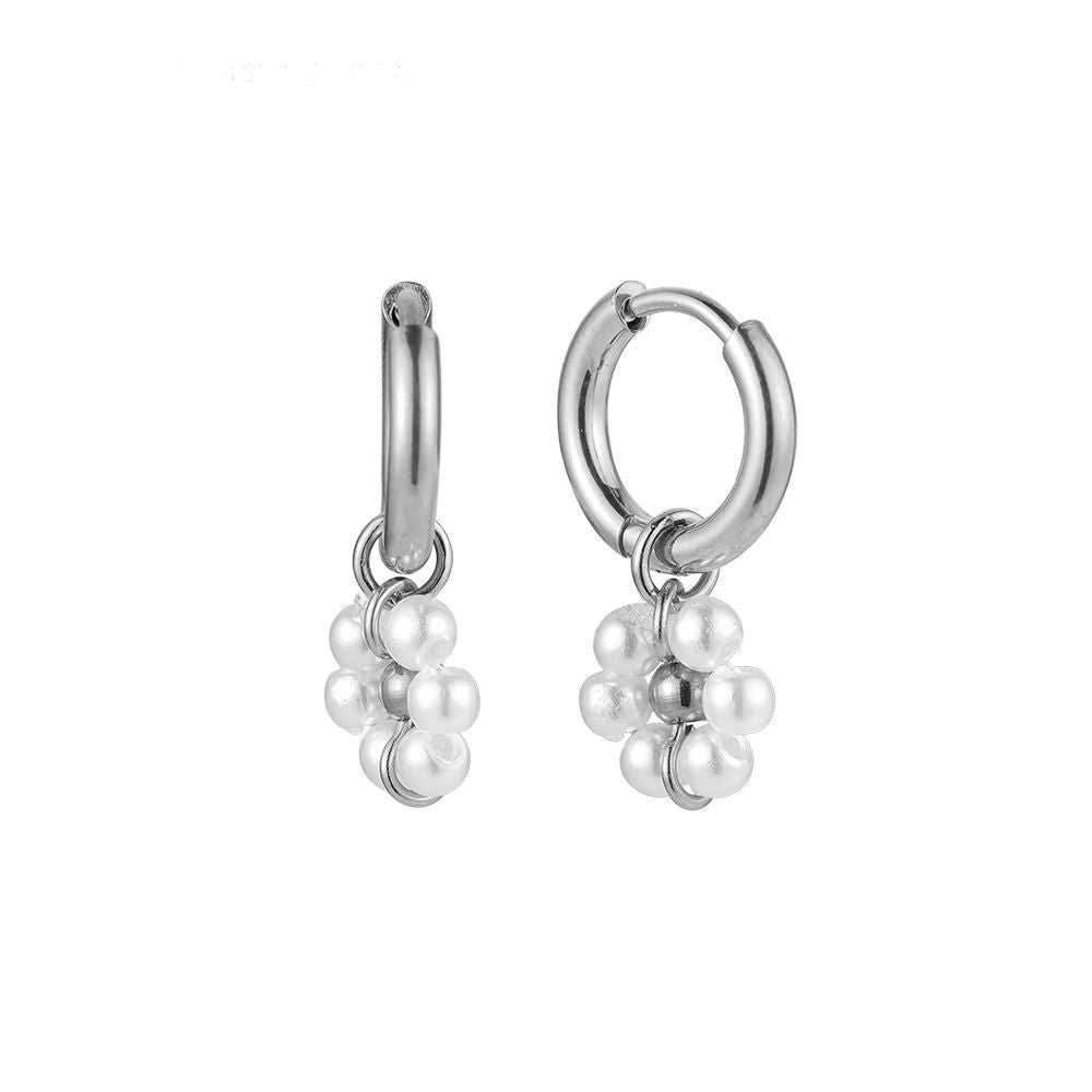 Pearl Flora Edelstahl Ohrringe 21mm