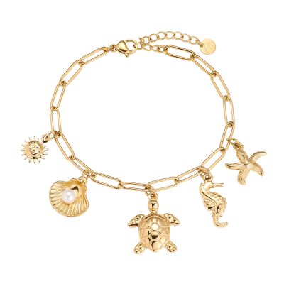 16cm Ocean Love Pearl stainless steel bracelet Armband