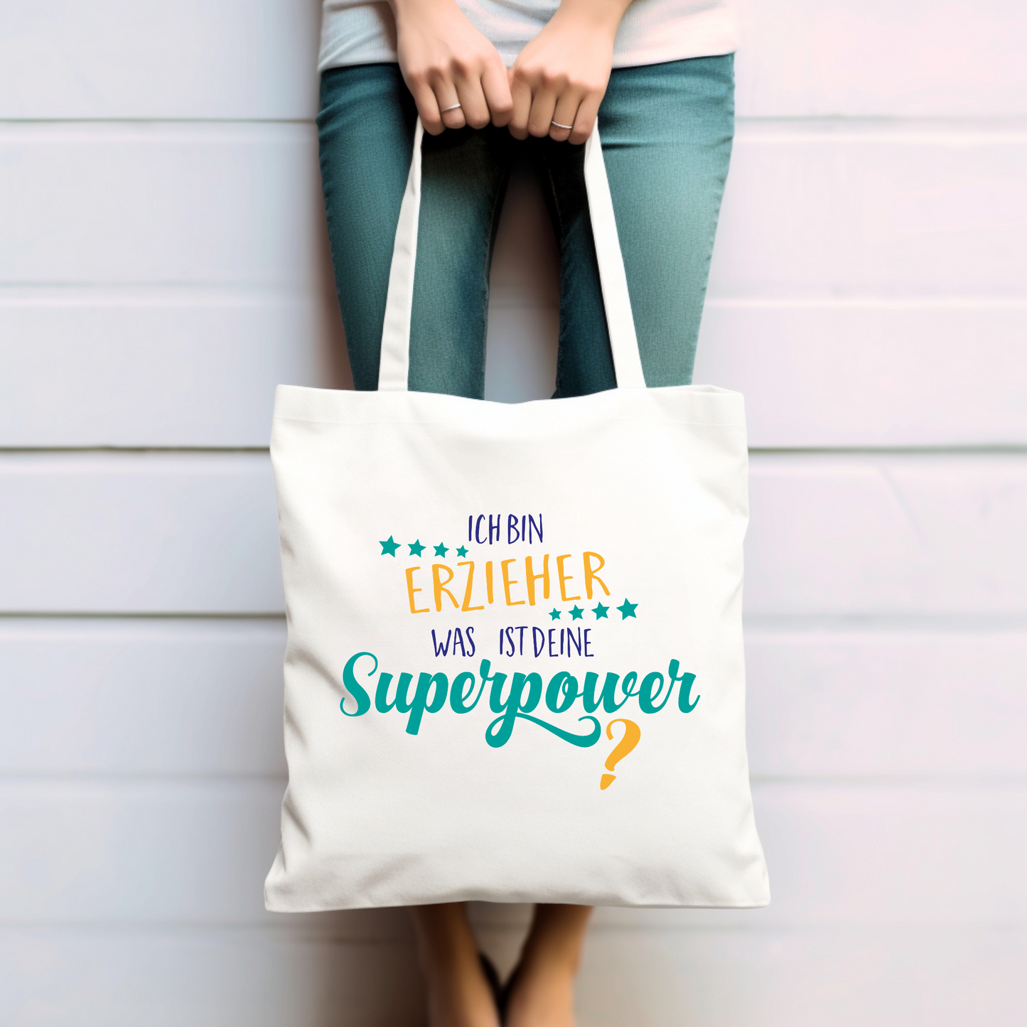 Ich bin Erzieher. Was ist deine Superpower? - Baumwolltasche