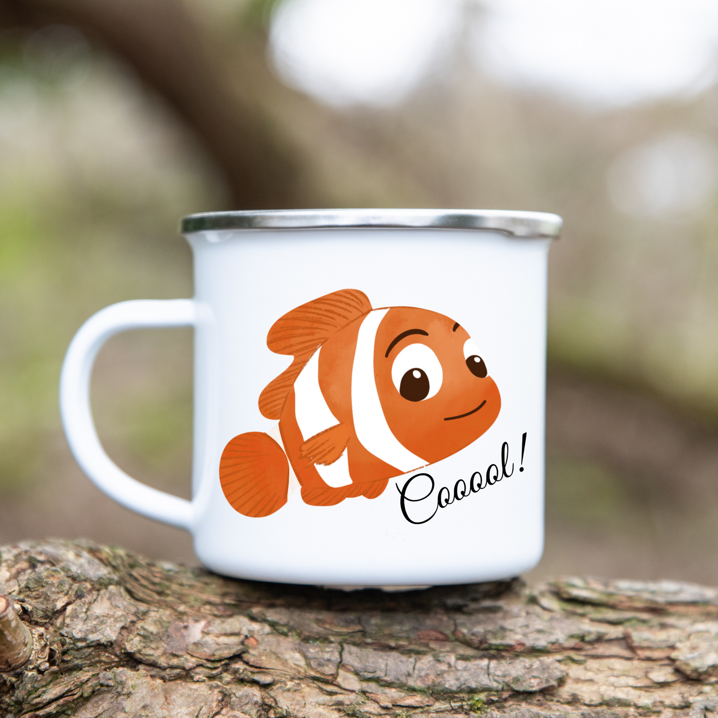 Cooler Clownfisch - Emaille Tasse (Silber)