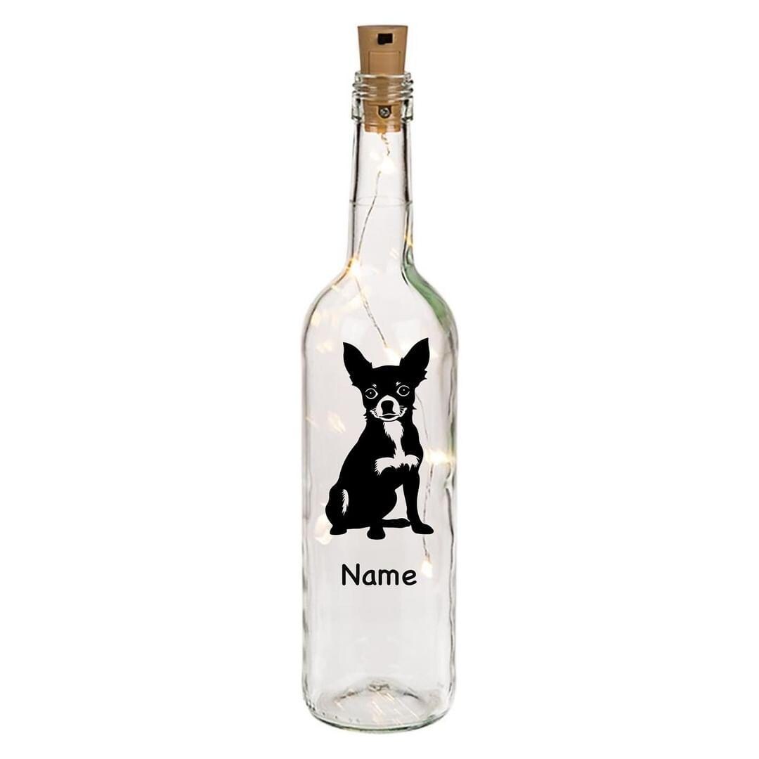Leuchtflaschen Chihuahua, individuell mit Name, Hund, Hunde,
