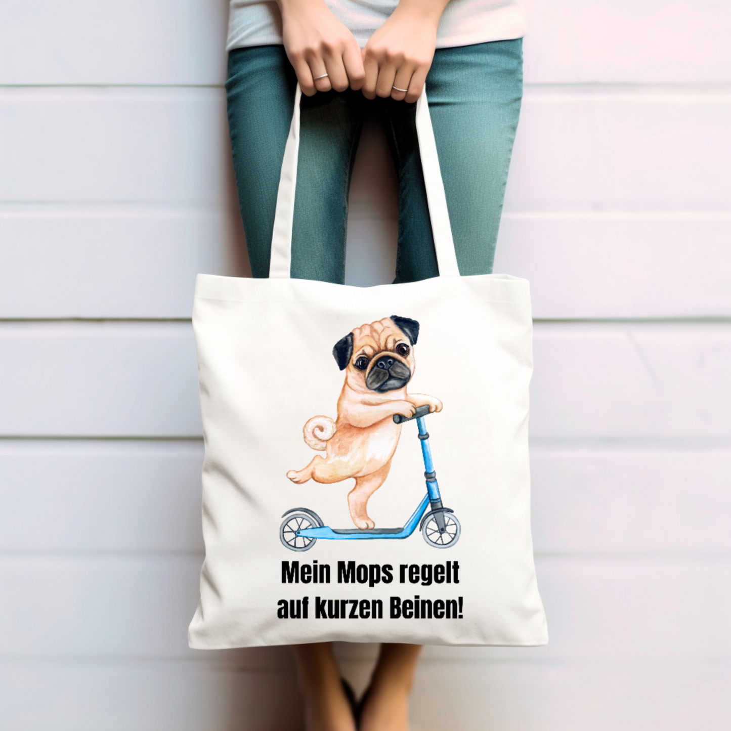 Mein Mops regelt auf kurzen Beinen. - Baumwolltasche