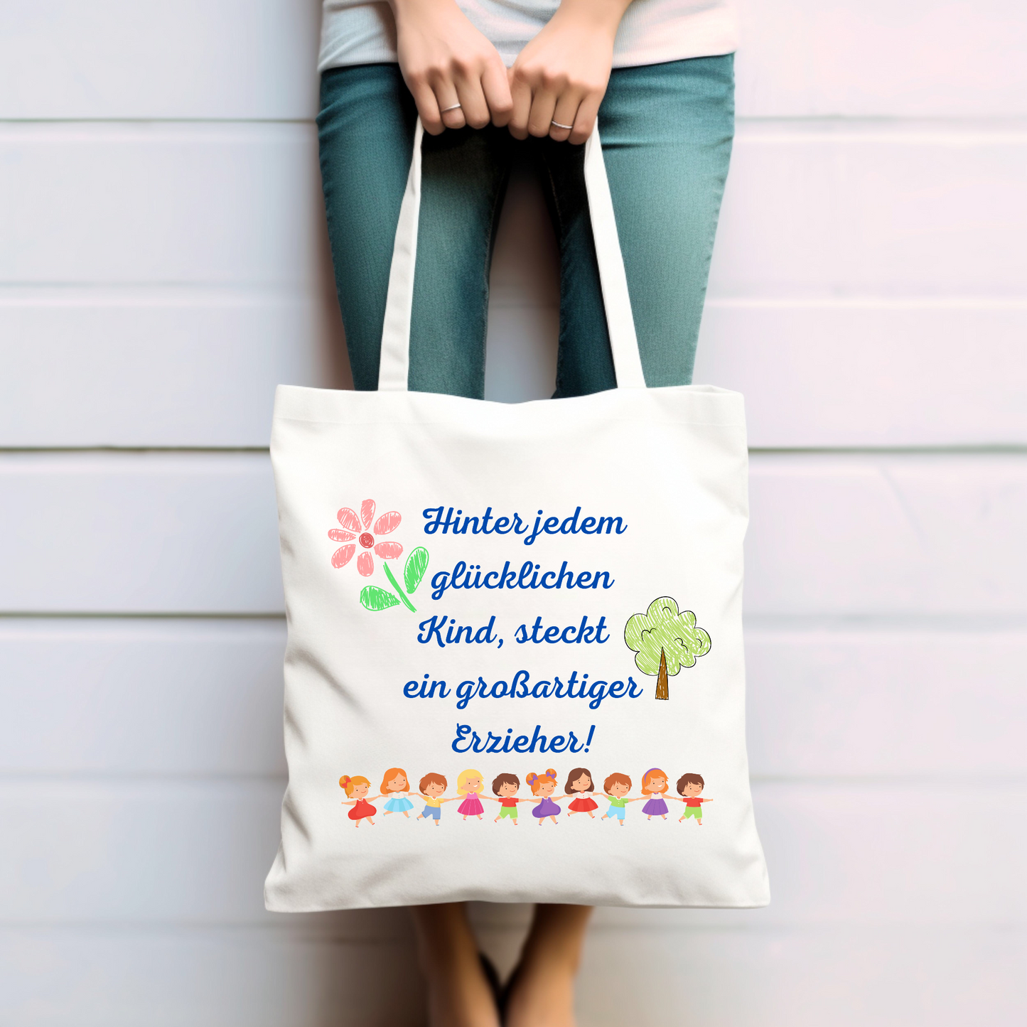 Abschiedsgeschenk Kindergarten, Erzieher - Baumwolltasche