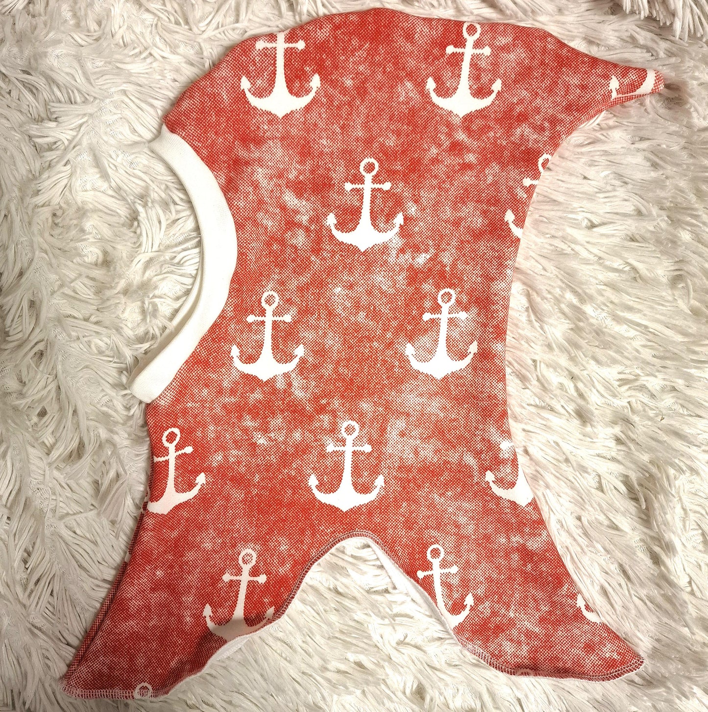 Alpenfleece-Schlupfmützen Anker rot weiß maritim