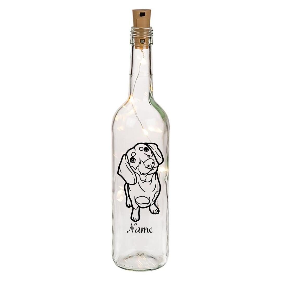 Leuchtflaschen Dackel, individuell mit Name, Hund, Hunde,