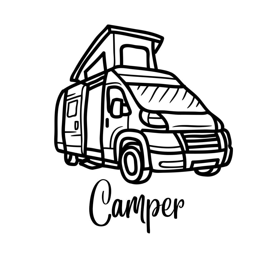 Van, Camper, Camping, Wohnwagen, Aufkleber - Autoauflkeber, Vinylaufklber
