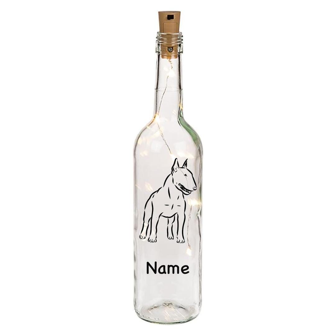 Leuchtflaschen Miniatur Bullterrier, individuell mit Name, Hund, Hunde,