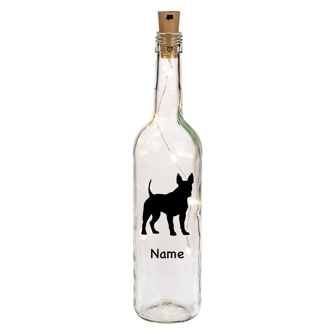 Leuchtflaschen Miniatur Bullterrier, individuell mit Name, Hund, Hunde,