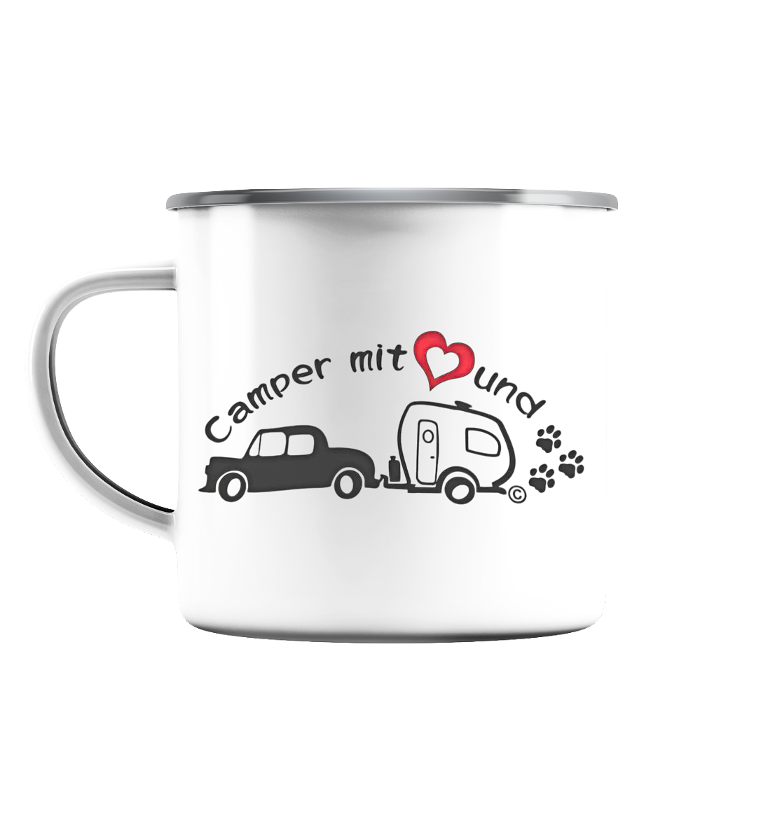 Camping - Emaille Tasse (Silber)