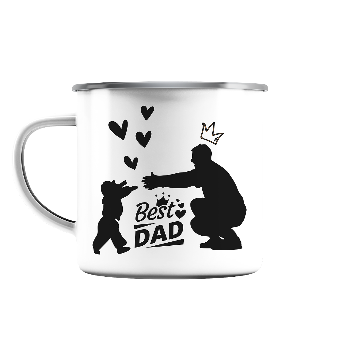 Bester Papa - Emaille Tasse (Silber)
