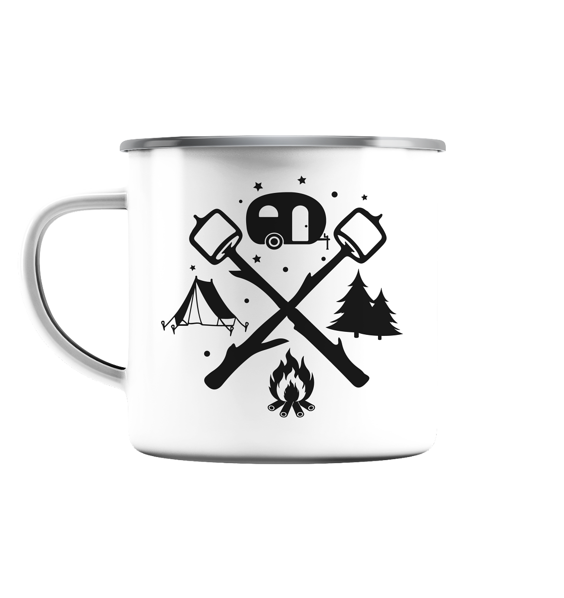 Camping - Emaille Tasse (Silber)