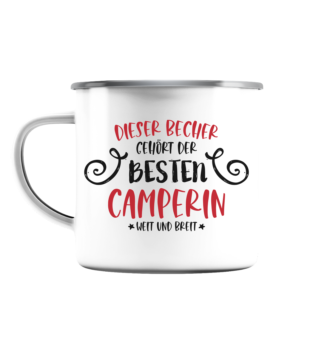 Beste Camperin - Emaille Tasse (Silber)