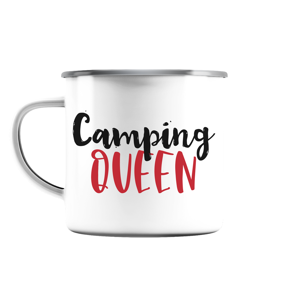 Camping Queen - Emaille Tasse (Silber)