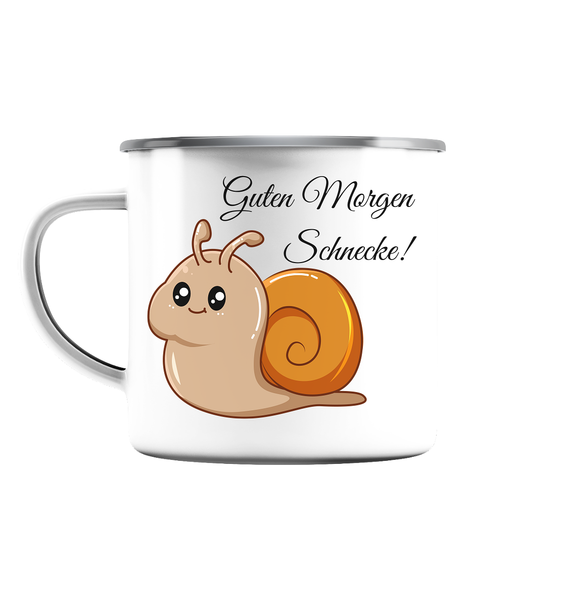 Guten Morgen Schnecke! - Emaille Tasse (Silber)