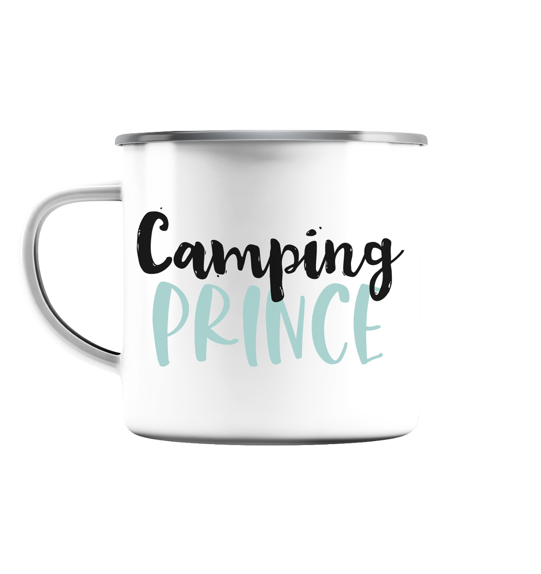 Camping prince - Emaille Tasse (Silber)