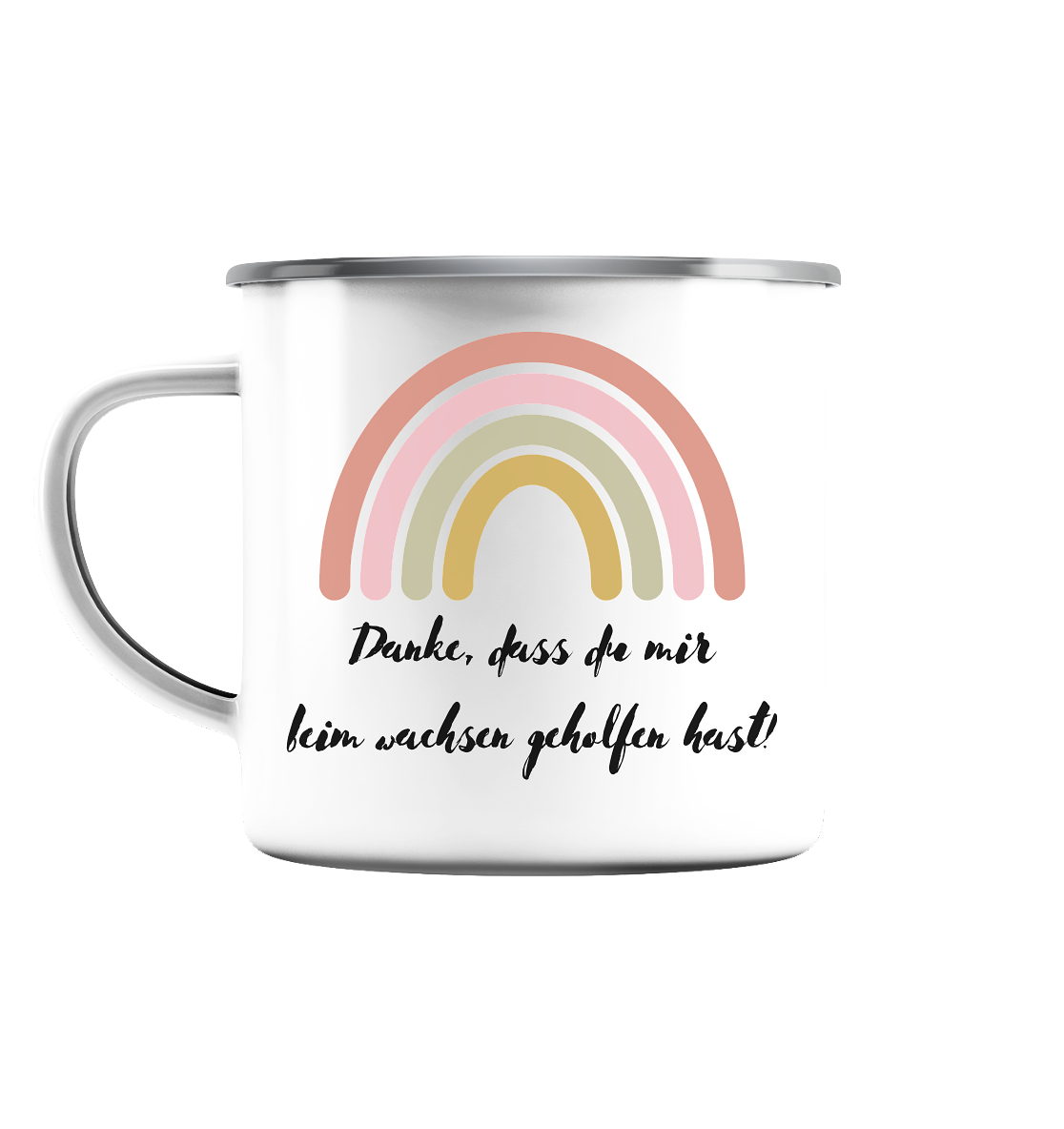 Abschiedsgeschenk Kindergarten - Emaille Tasse (Silber)