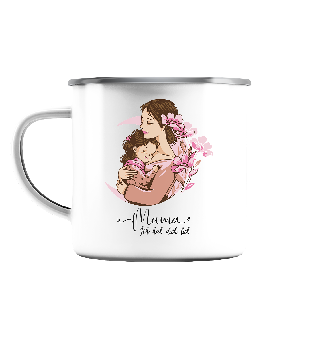 Mama ich hab dich lieb - Emaille Tasse (Silber)