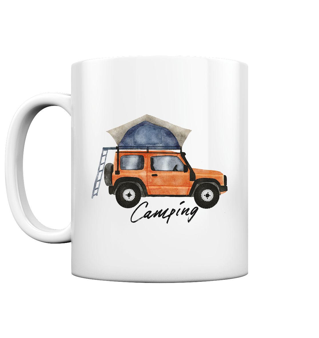Camping, Dachzelt, Jeep - Tasse glossy