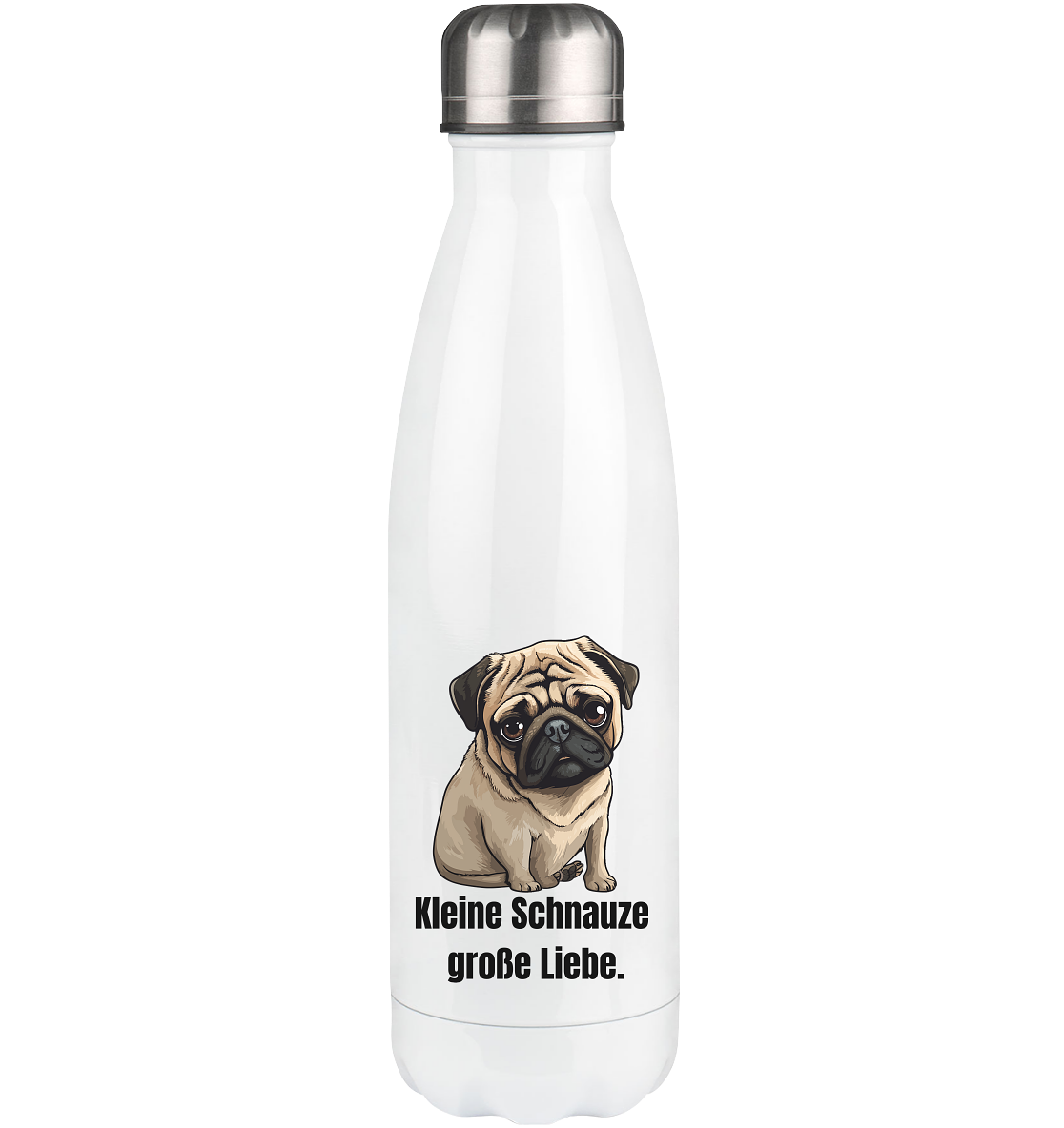 Kleine Schnauze, große Liebe, Mops - Thermoflasche 500ml