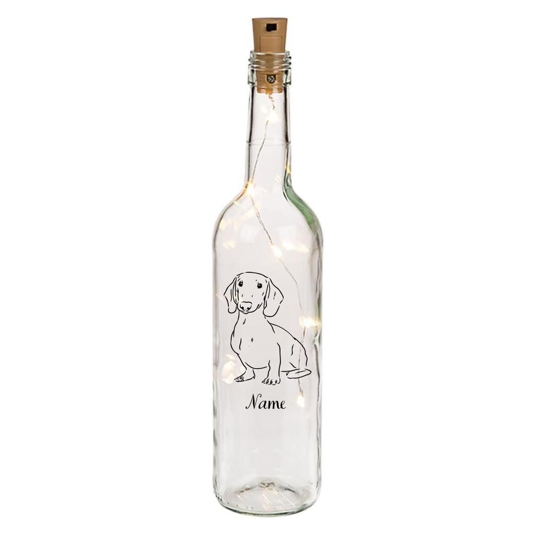 Leuchtflaschen Dackel, individuell mit Name, Hund, Hunde,