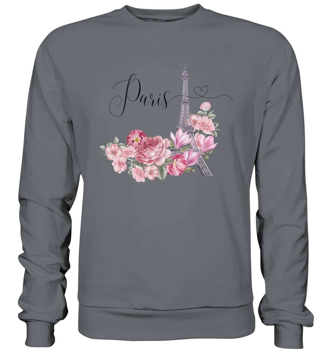 Paris, Blumen, Eifelturm - Basic Sweatshirt