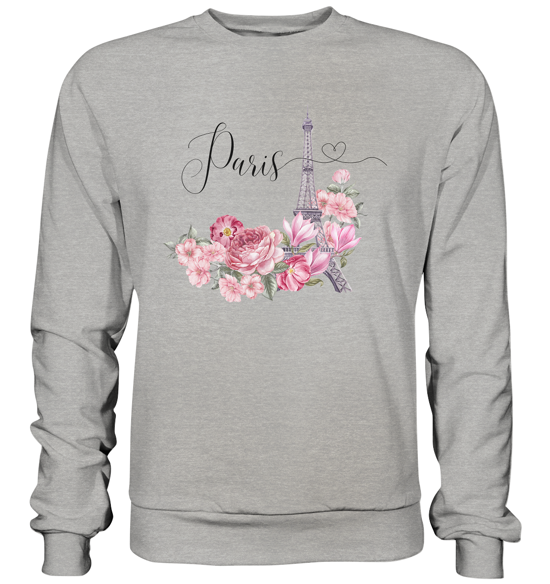 Paris, Blumen, Eifelturm - Basic Sweatshirt