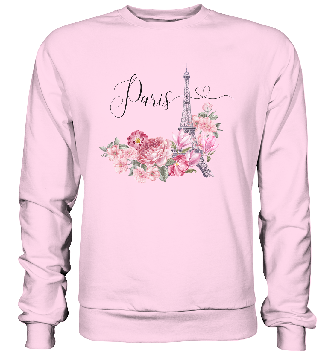 Paris, Blumen, Eifelturm - Basic Sweatshirt