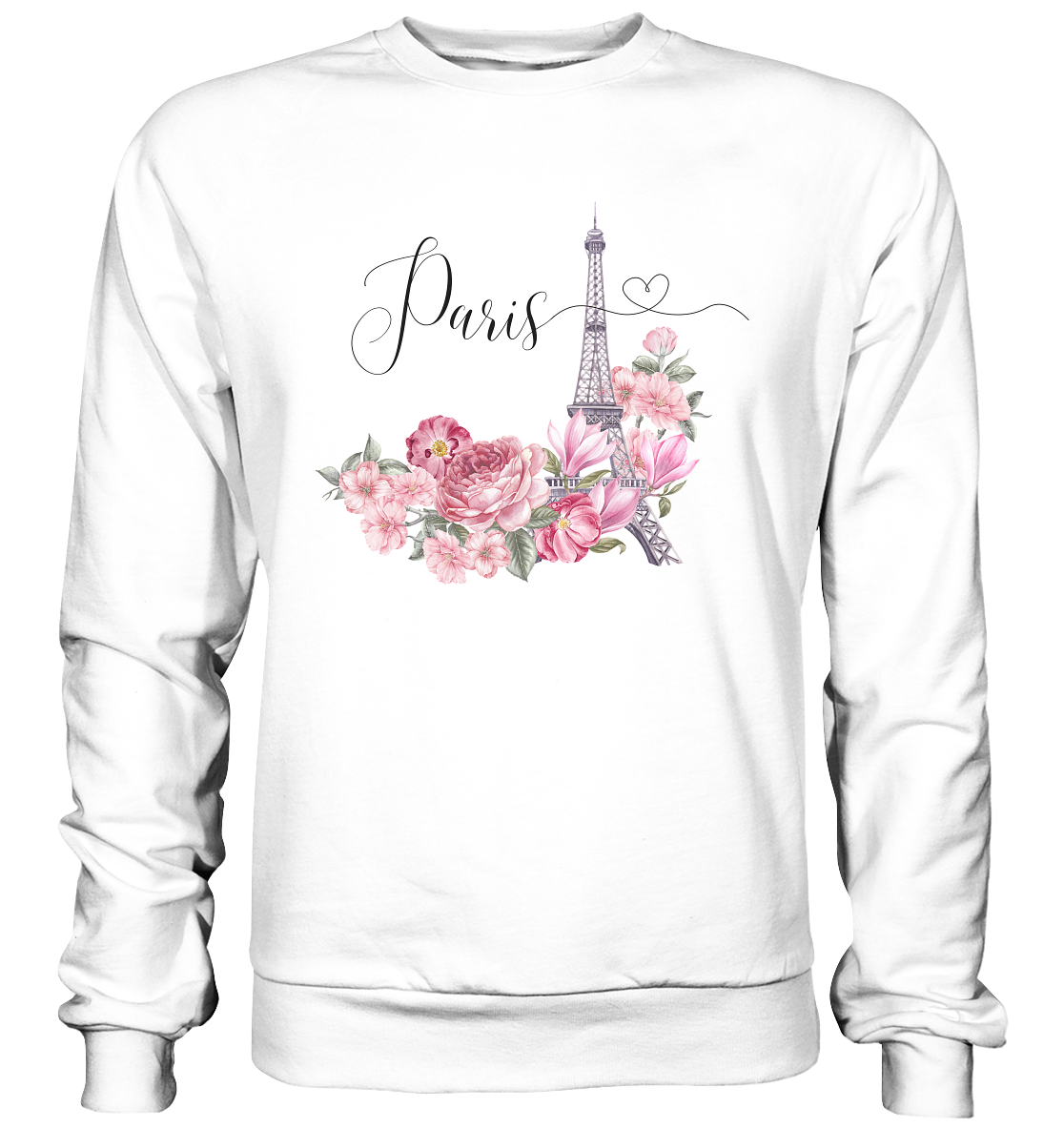 Paris, Blumen, Eifelturm - Basic Sweatshirt