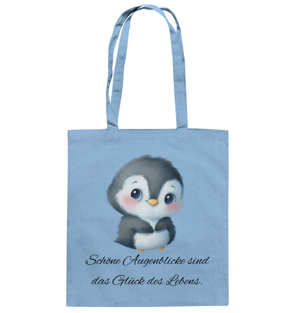 Pinguin, schöne Augenblicke sind das Glück des Lebens - Baumwolltasche