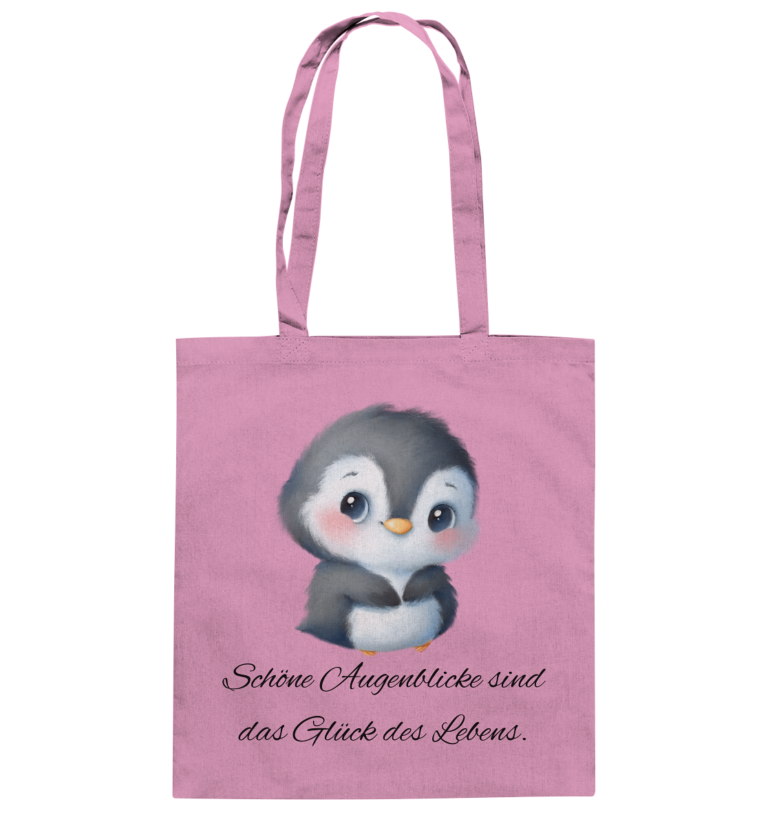 Pinguin, schöne Augenblicke sind das Glück des Lebens - Baumwolltasche