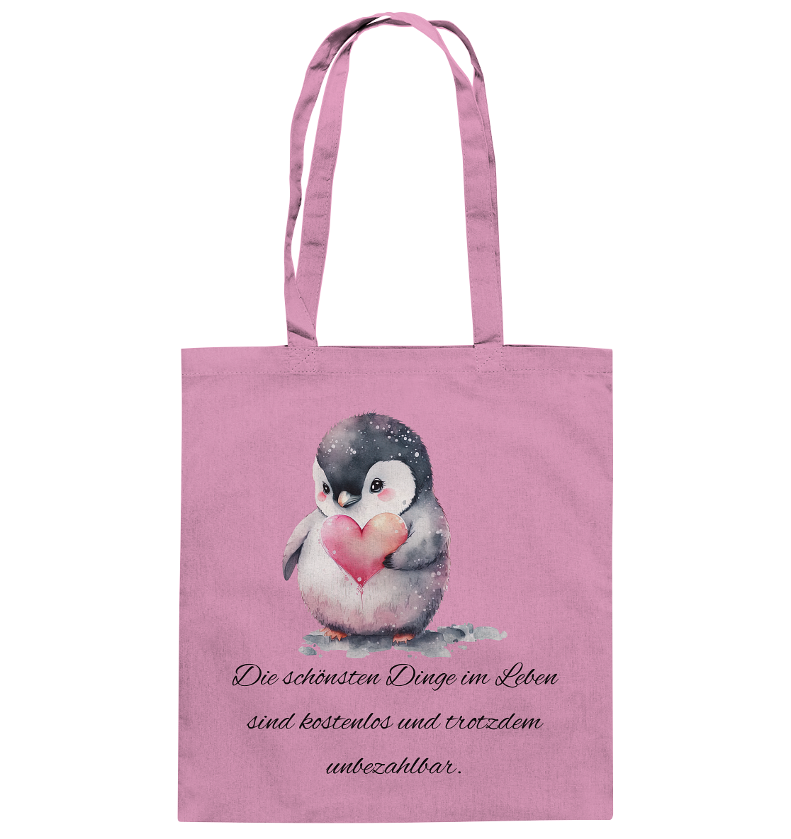 Pinguin, die schönsten Dinge im Leben sind kostenlos - Baumwolltasche