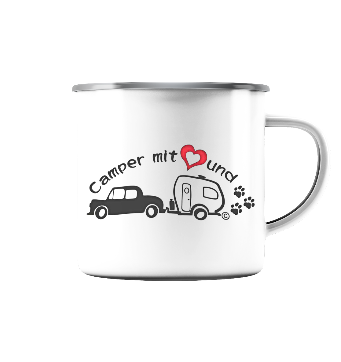 Camping - Emaille Tasse (Silber)