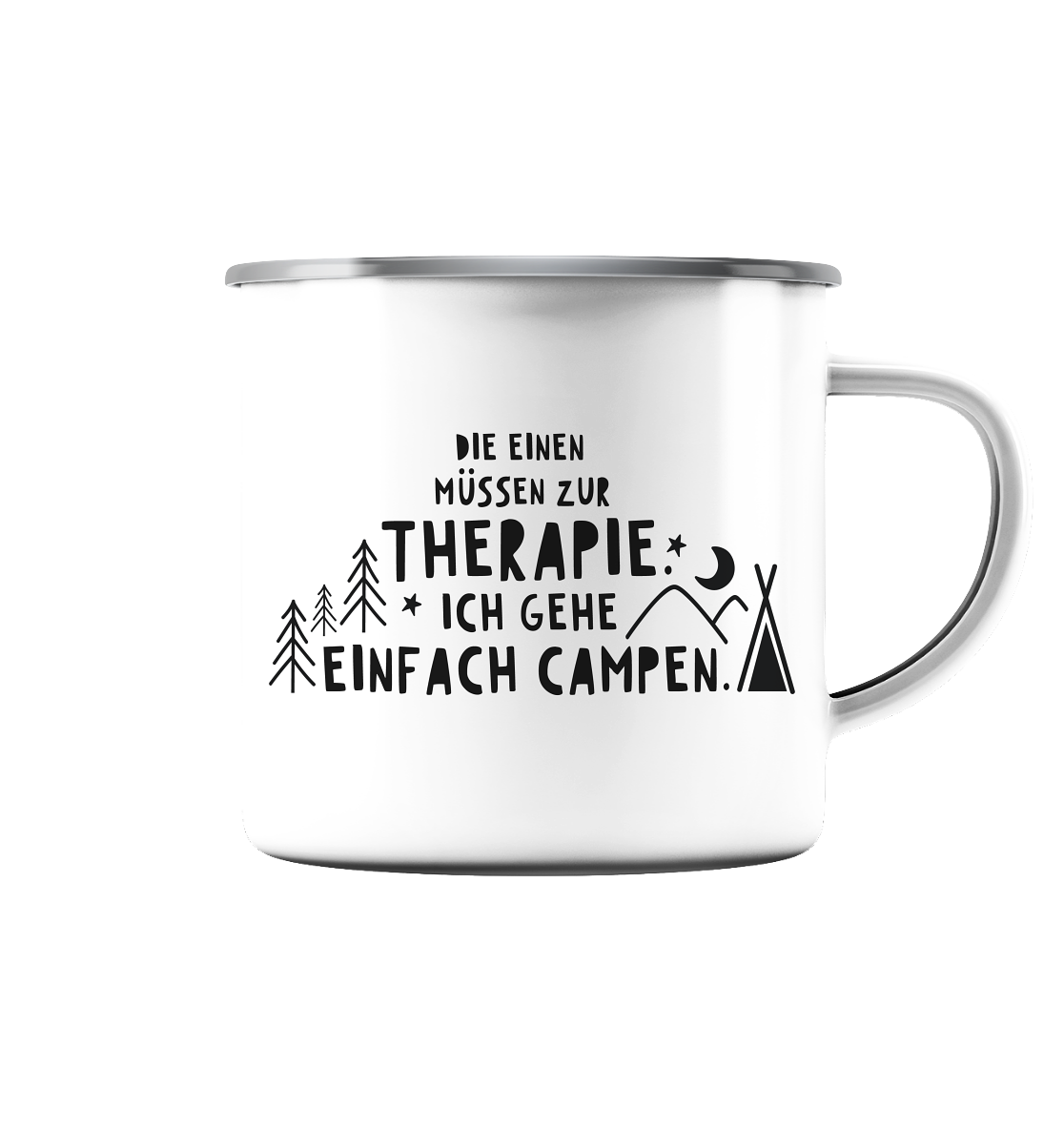 Ich gehe campen - Emaille Tasse (Silber)