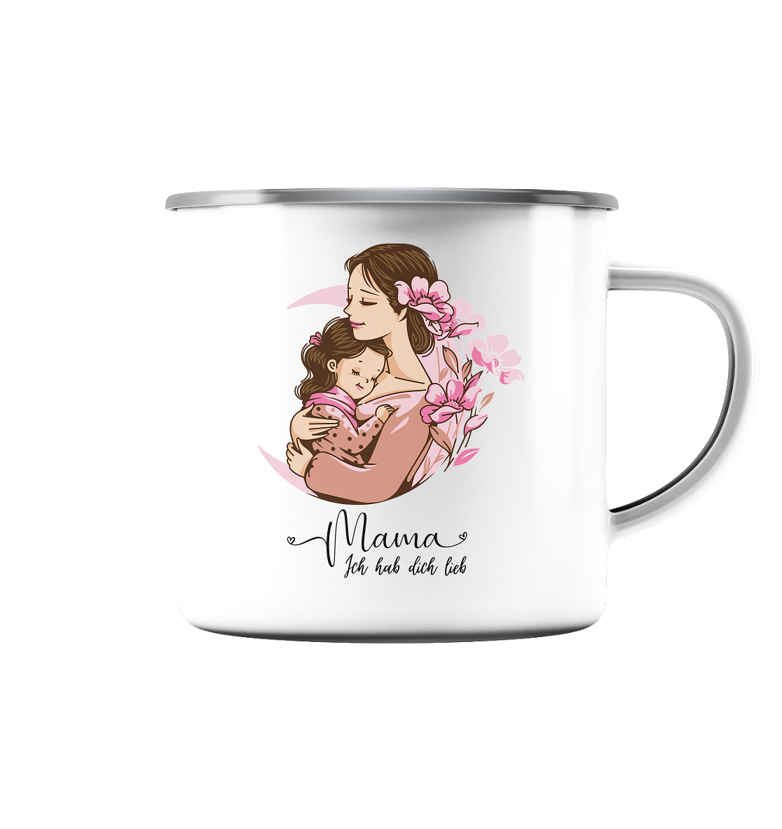 Mama ich hab dich lieb - Emaille Tasse (Silber)