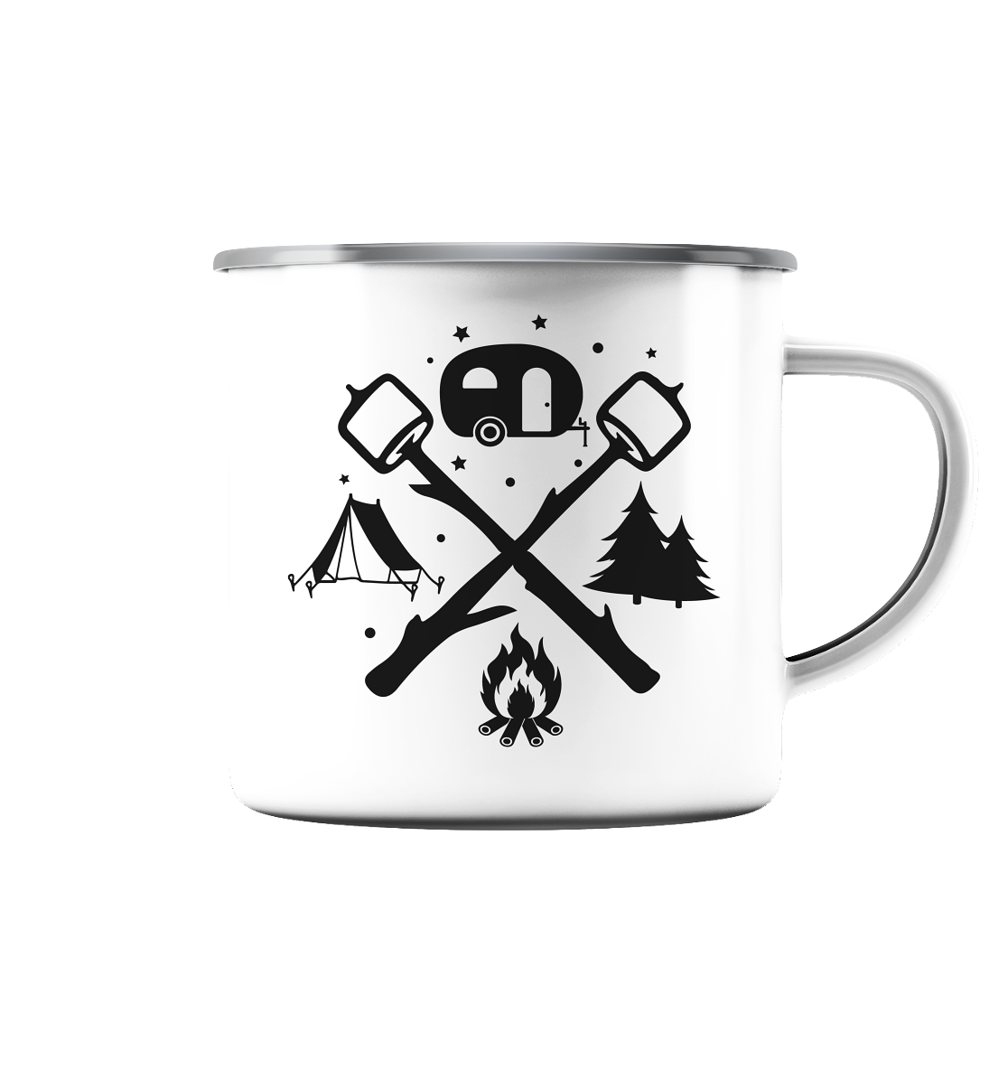 Camping - Emaille Tasse (Silber)