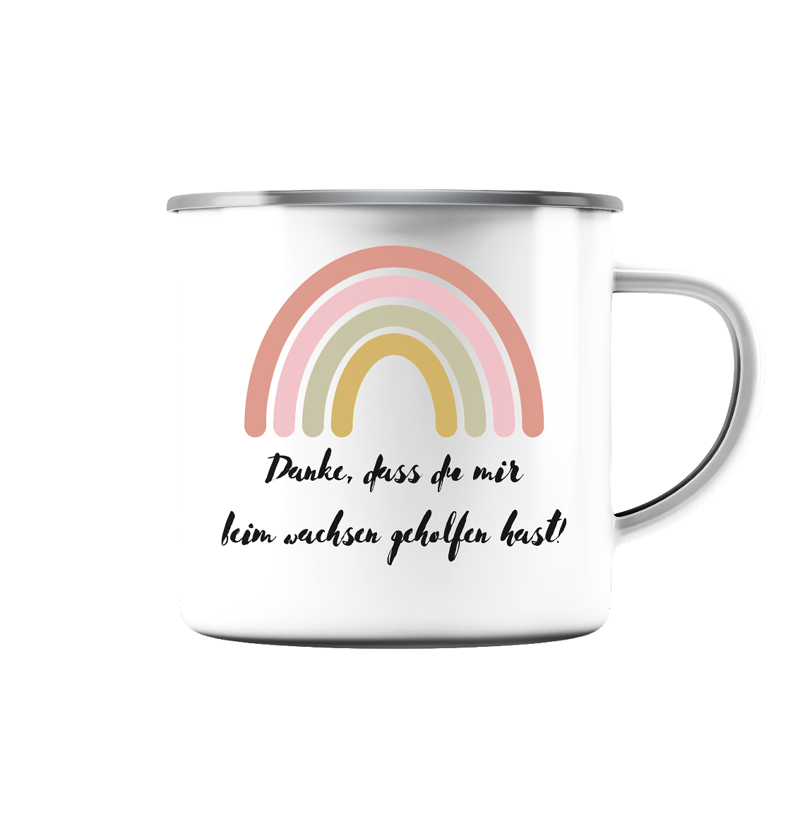 Abschiedsgeschenk Kindergarten - Emaille Tasse (Silber)