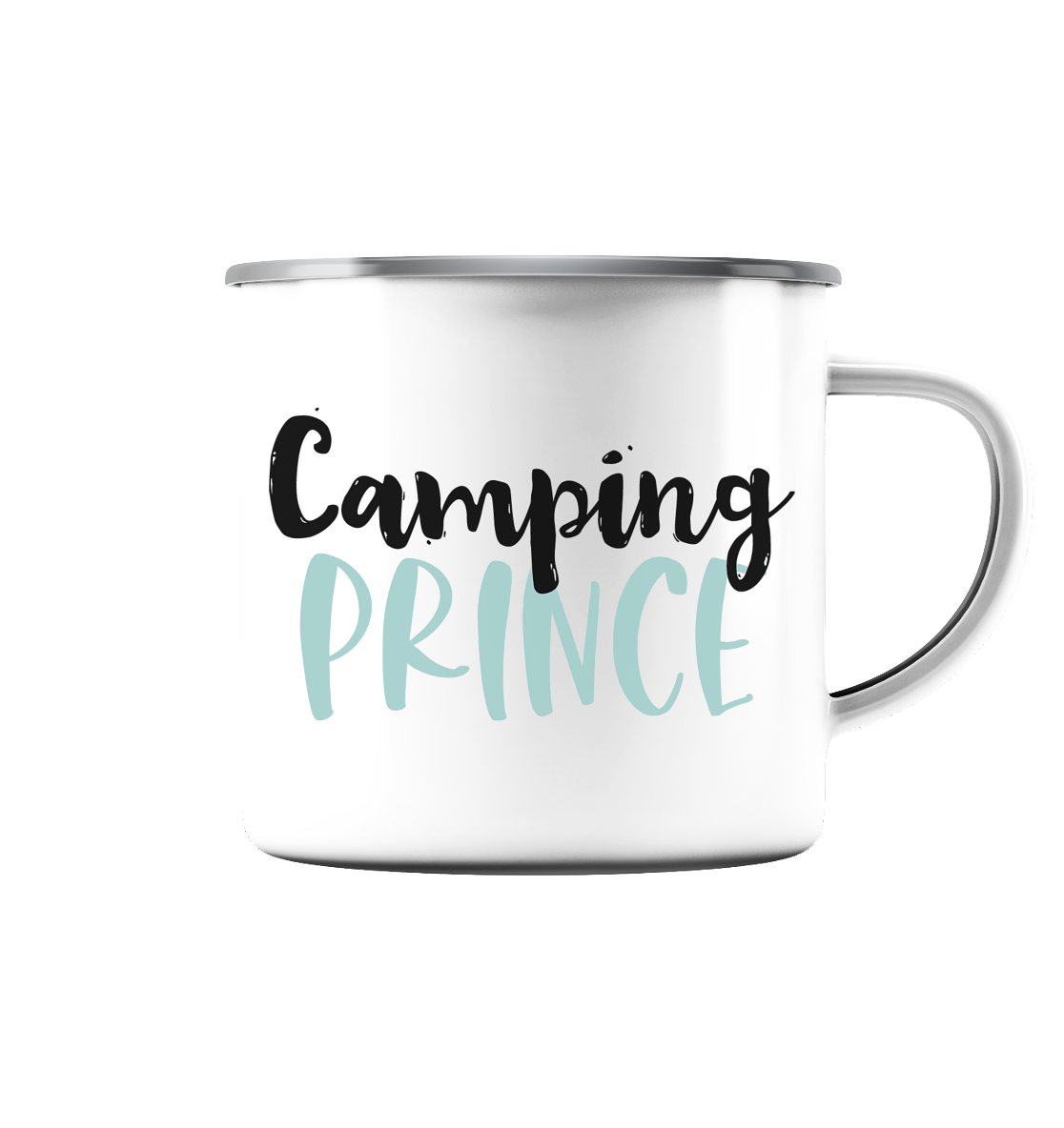 Camping prince - Emaille Tasse (Silber)