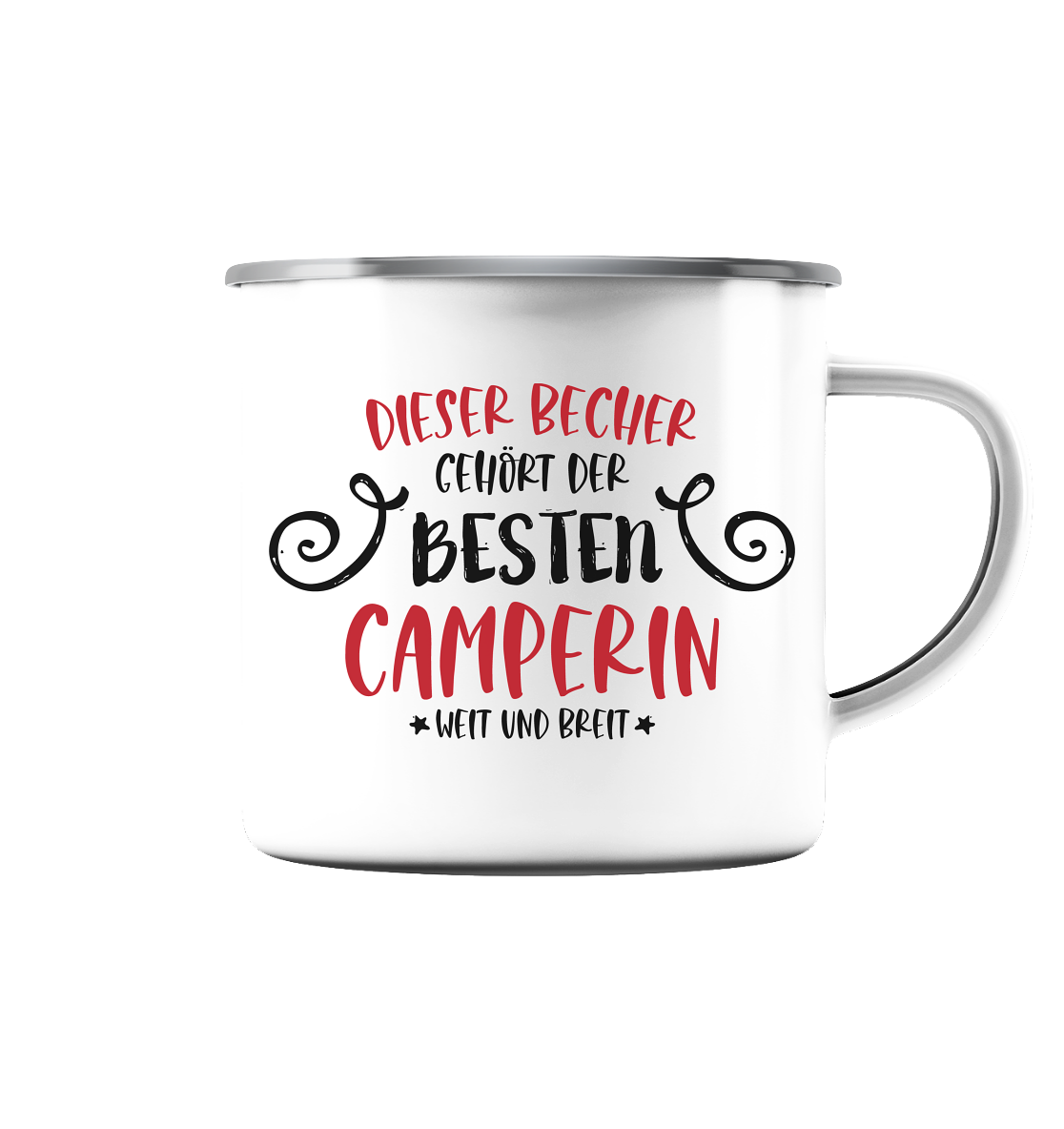 Beste Camperin - Emaille Tasse (Silber)