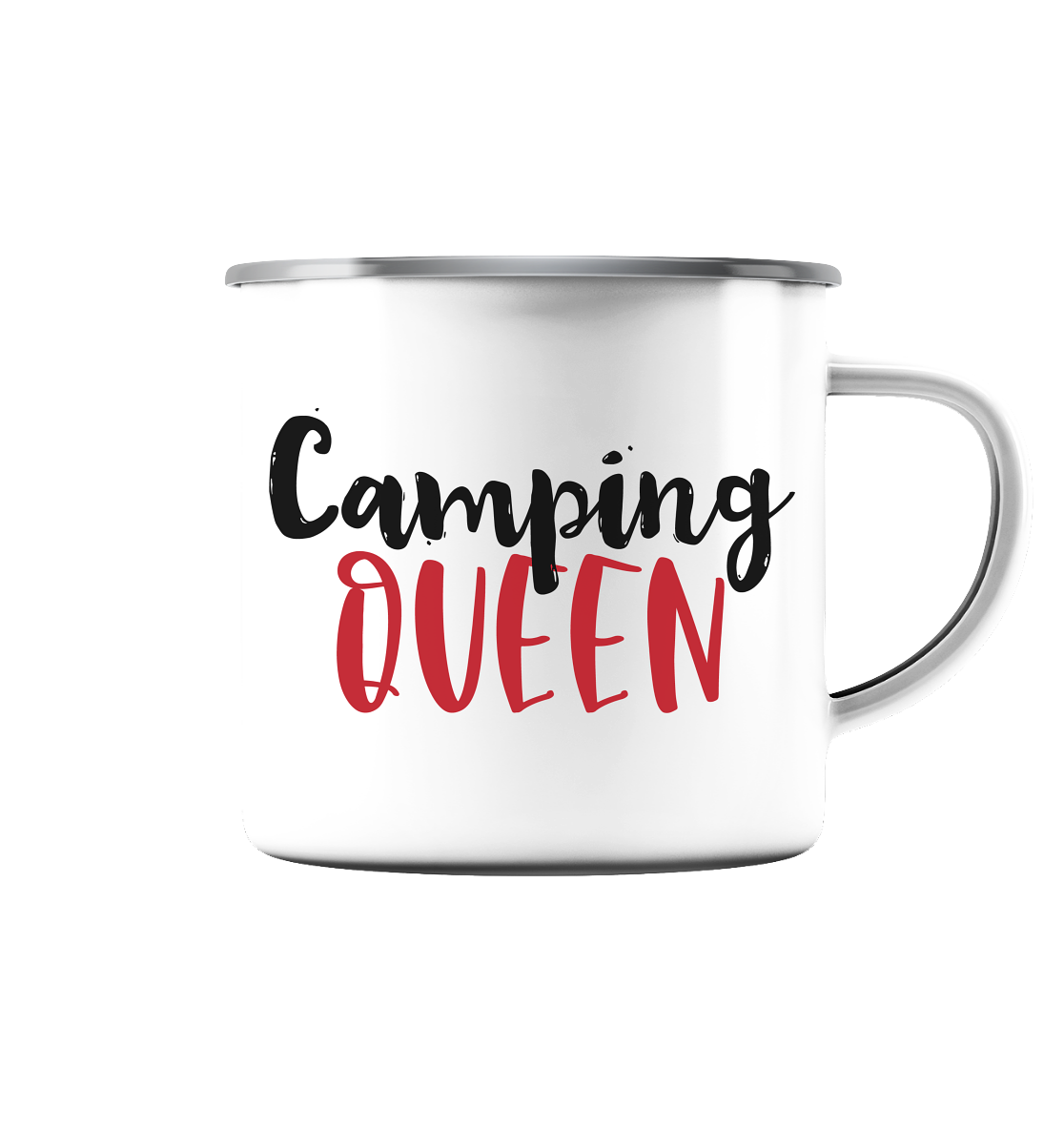 Camping Queen - Emaille Tasse (Silber)