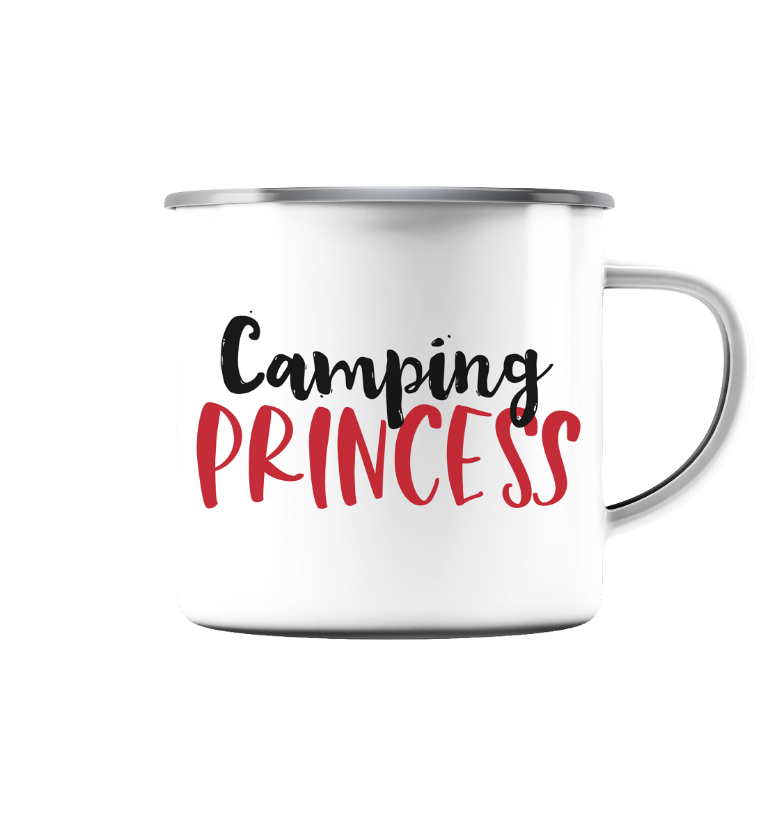 Camping princess - Emaille Tasse (Silber)