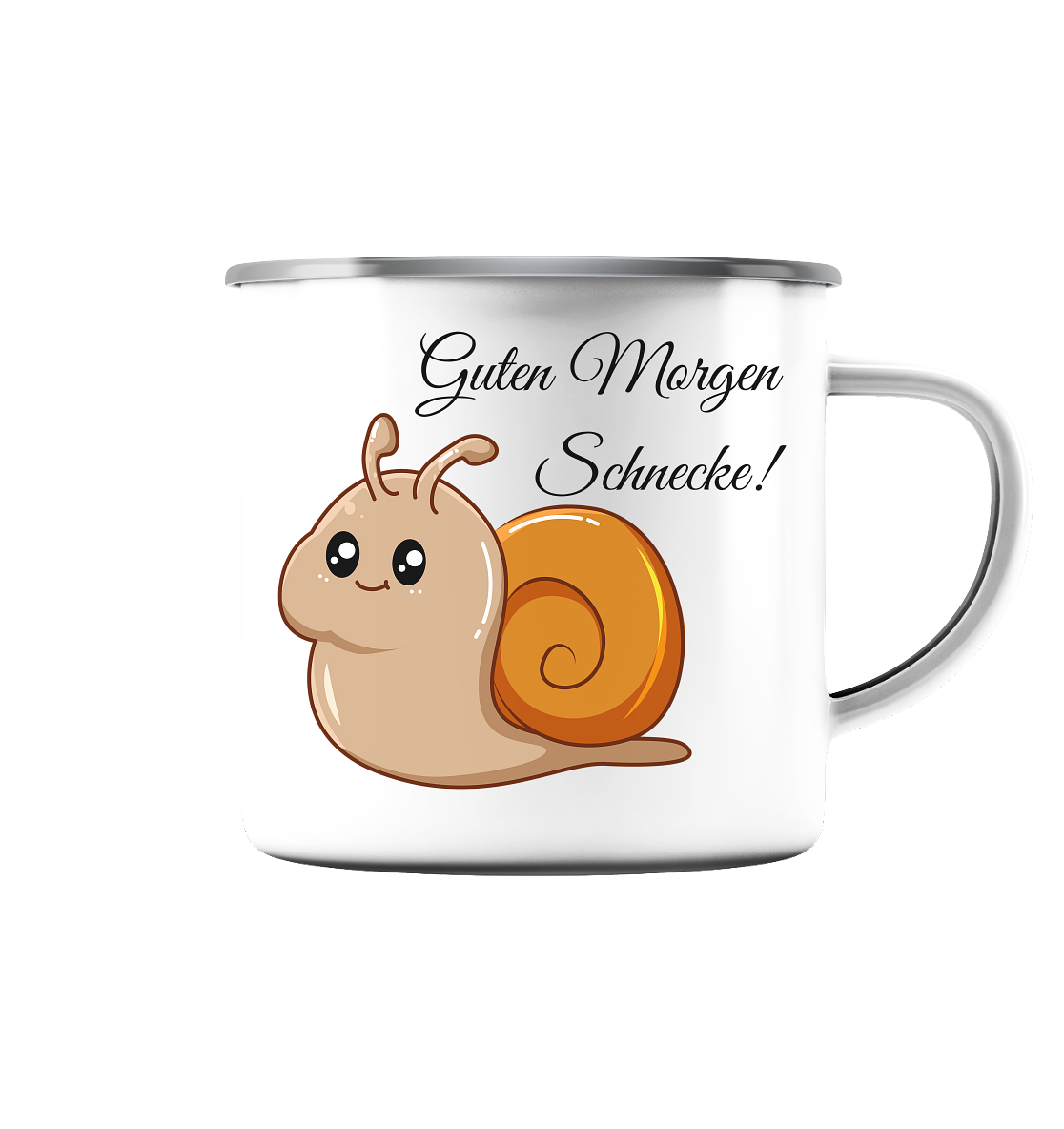 Guten Morgen Schnecke! - Emaille Tasse (Silber)