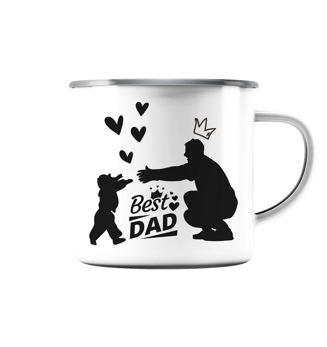 Bester Papa - Emaille Tasse (Silber)