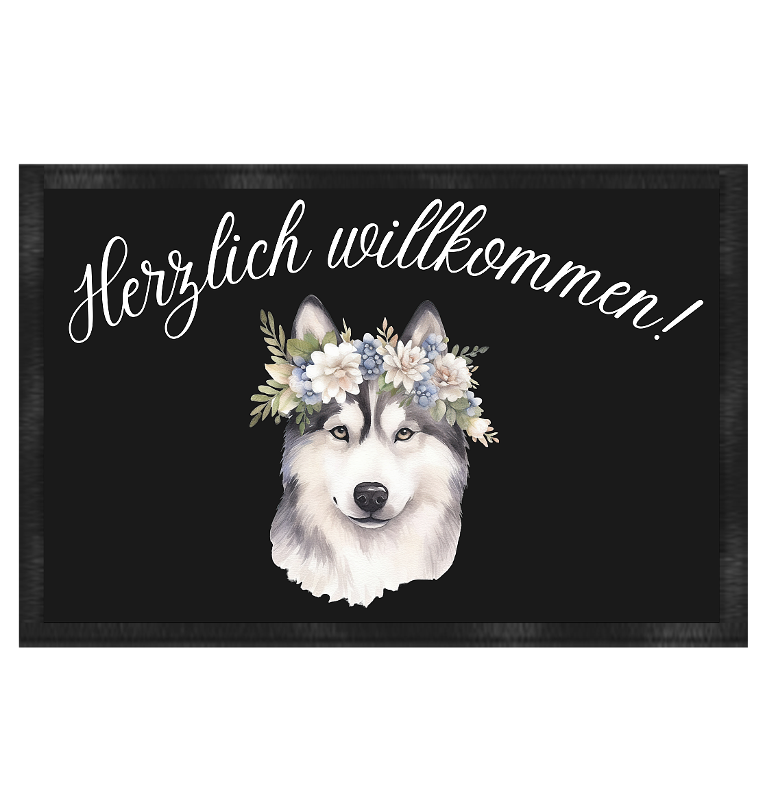 Fußmatte, Husky, herzlich willkommen - Fußmatte 60x40cm