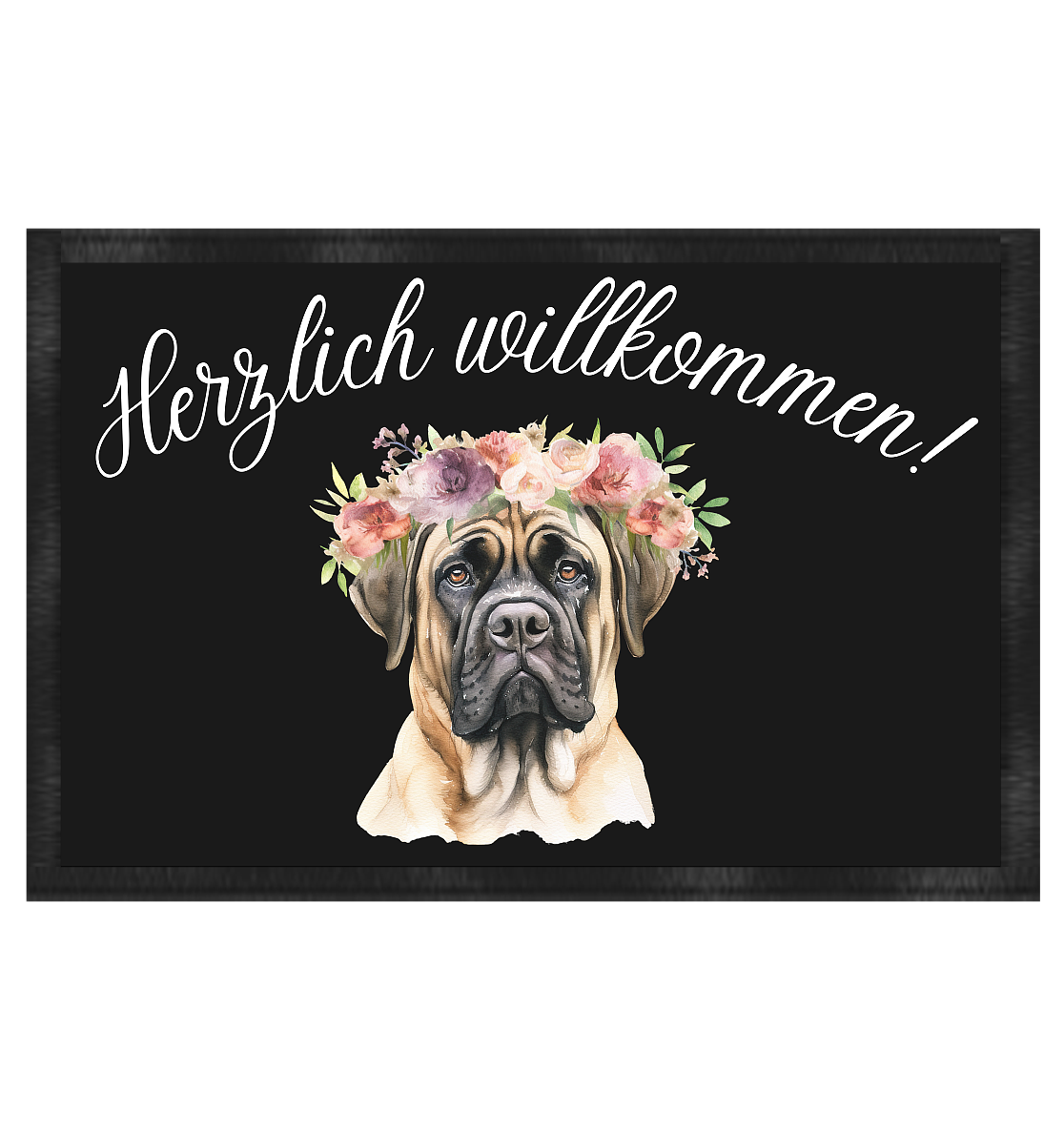 Fußmatte, Mastiff, herzlich willkommen - Fußmatte 60x40cm