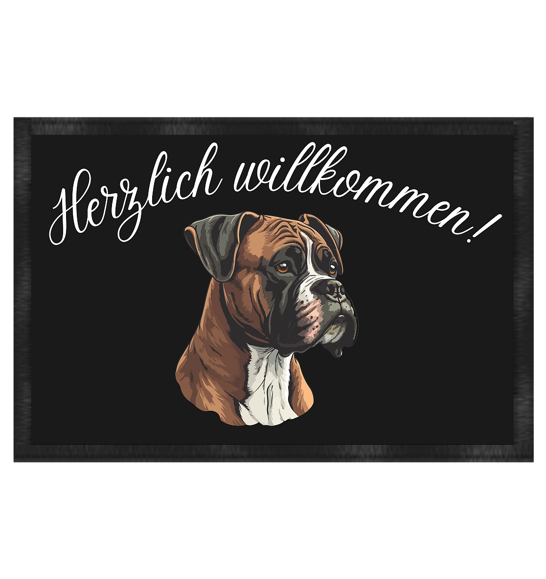 Fußmatte herzlich willkommen, Boxer - Fußmatte 60x40cm