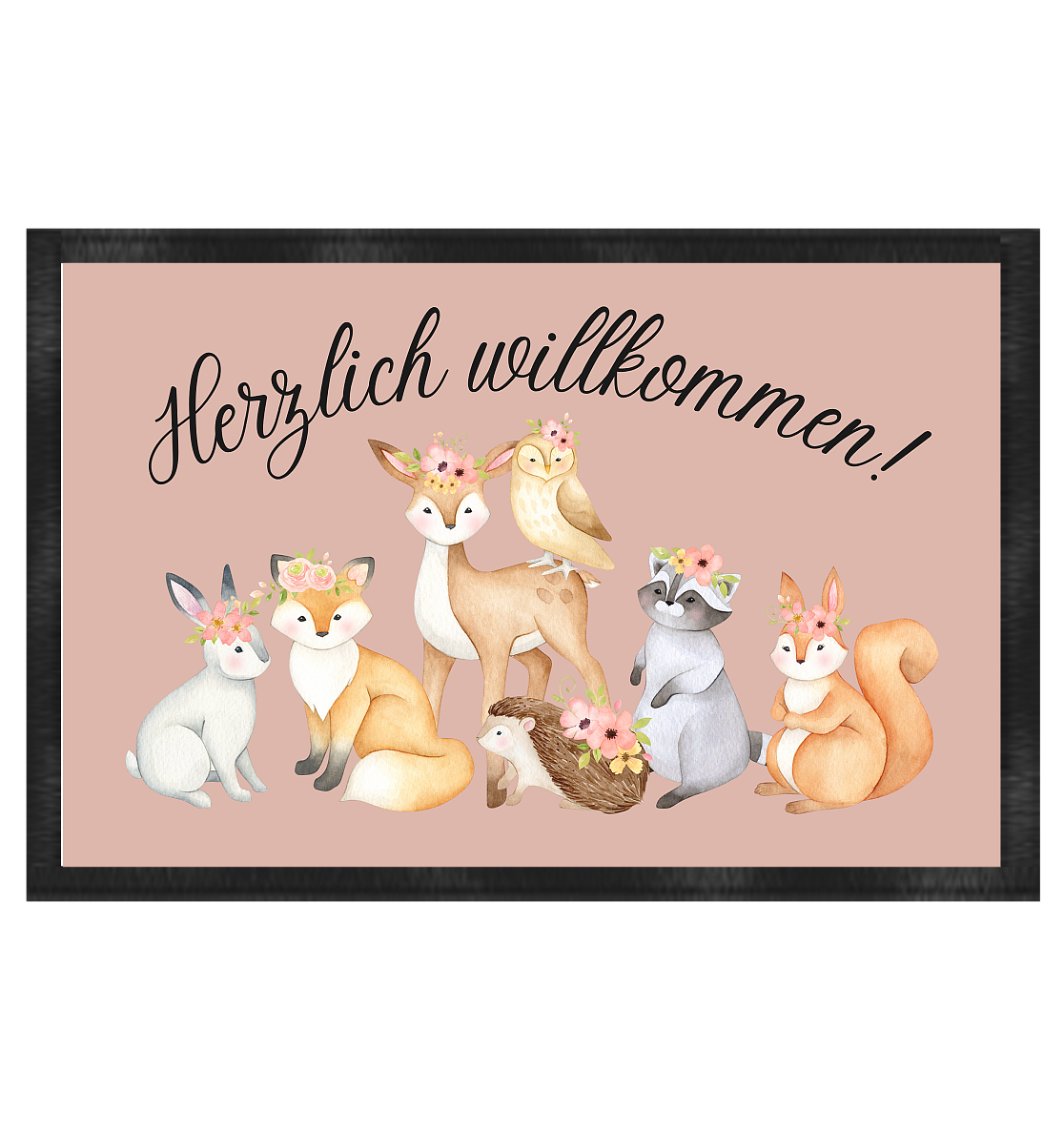 Fußmatte, Herzlich willkommen, Wildtiere - Fußmatte 60x40cm