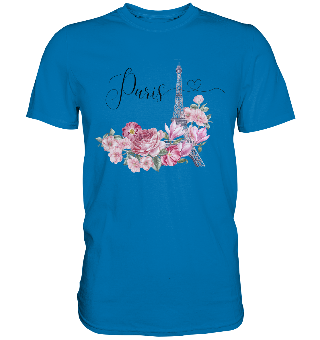 Paris, Eifelturm, Blumen rosa - Premium Shirt