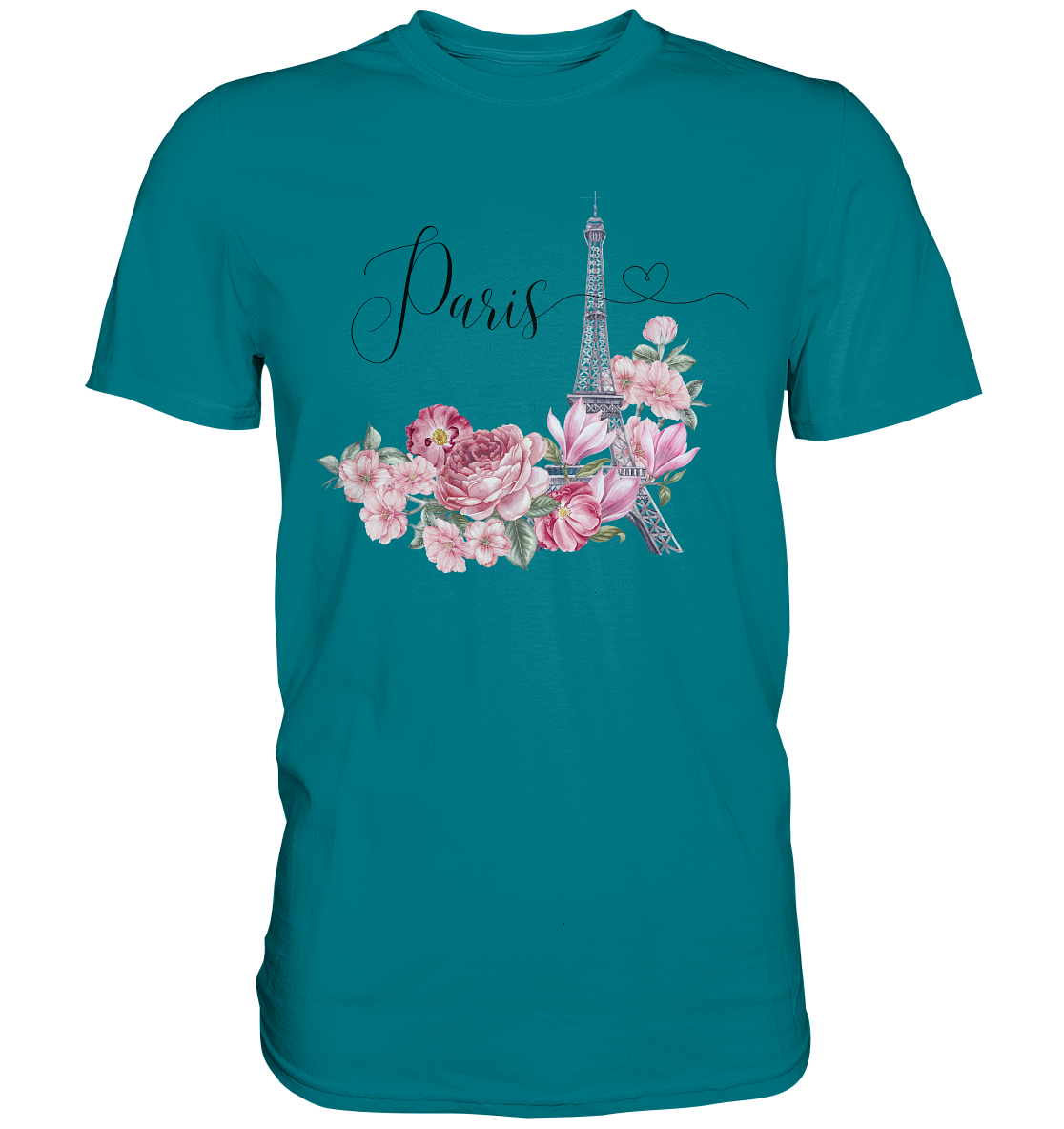 Paris, Eifelturm, Blumen rosa - Premium Shirt