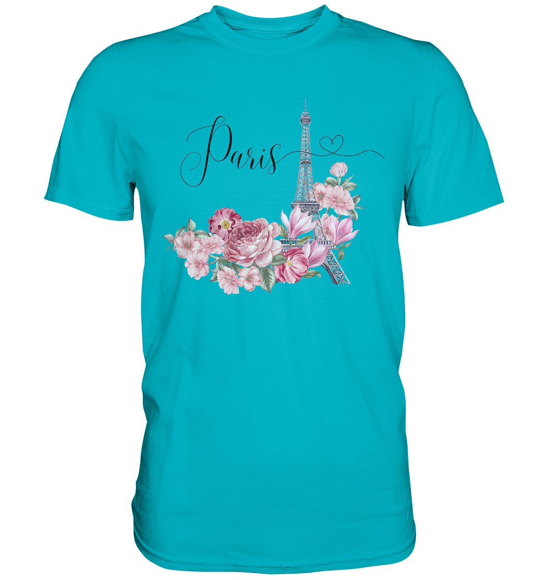 Paris, Eifelturm, Blumen rosa - Premium Shirt